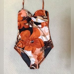 Lovely vintage, one piece swimsuit with sarong.
